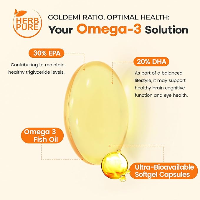 Omega-3 Fish Oil – 2000mg Softgels with 600mg EPA &amp 400mg DHA Fatty Acids High Absorption &amp Pure Formula Supports Heart Brain &amp Vision Made in USA GMP Certified 180 softgels(3 Packs)