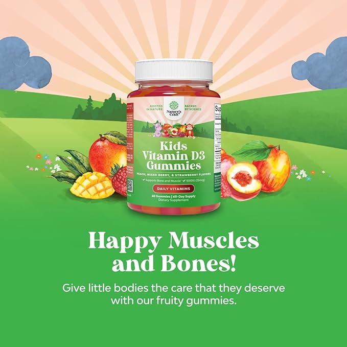 Bundle of Kids DHA Omega 3 Gummies with Vegetarian 6 9 for Vision Brain &amp Immunity and Chewable Vitamin D Gummies for Kids - 1000 IU Per Serving Vitamins - Immune Support Muscle Teeth &amp Bone H