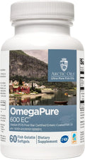 XYMOGEN OmegaPure 600 EC - Cardiovascular &amp Brain Support - IFOS Five-Star Certified Fish Oil - DHA EPA Omega-3 Supplement - Enteric Coated Softgels - 60 Softgel Tablets