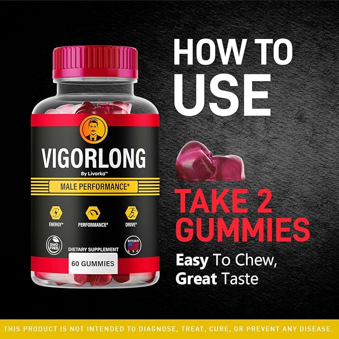 Vigorlong Gummies - Official VigorLongGummies for Men Premium Natural Support Vigorlong Gummy Maximum Energy Advanced Support Formula for Overall Health &amp Wellness 60 Gummies for 1 Month