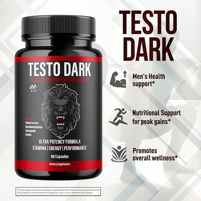 Testo Dark Capsules Official TestoDark Pills with All Natural Ingredients Testo Dark Advanced Overall Health &amp Wellness Vitamin Supplement Formula for Max Strength Multivitamin Support (60 Capsu