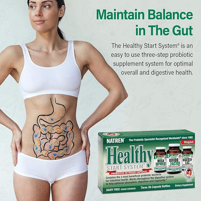 Natren Healthy Start System Dairy Free Probiotic Supplement System for Improved Digestion 30 Capsules (Pack of 3)