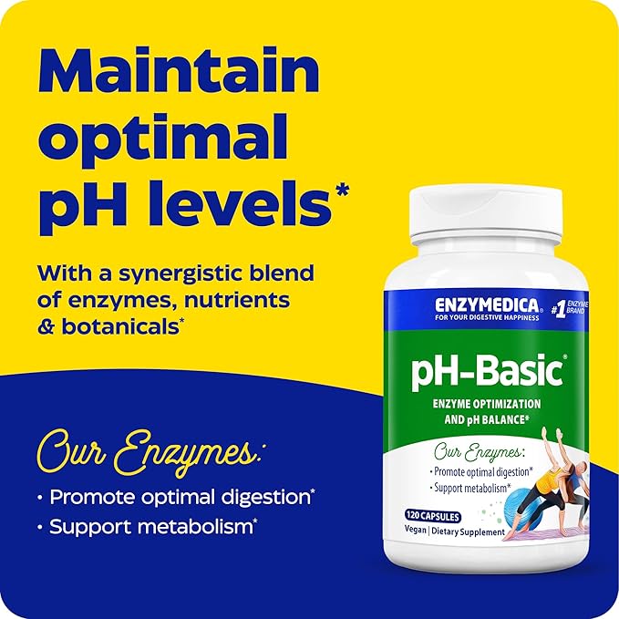 Enzymedica pH-Basic Includes Digestive Enzymes Nutrients &amp Herbs Supports Healthy Digestion &amp pH Balance 120 Count