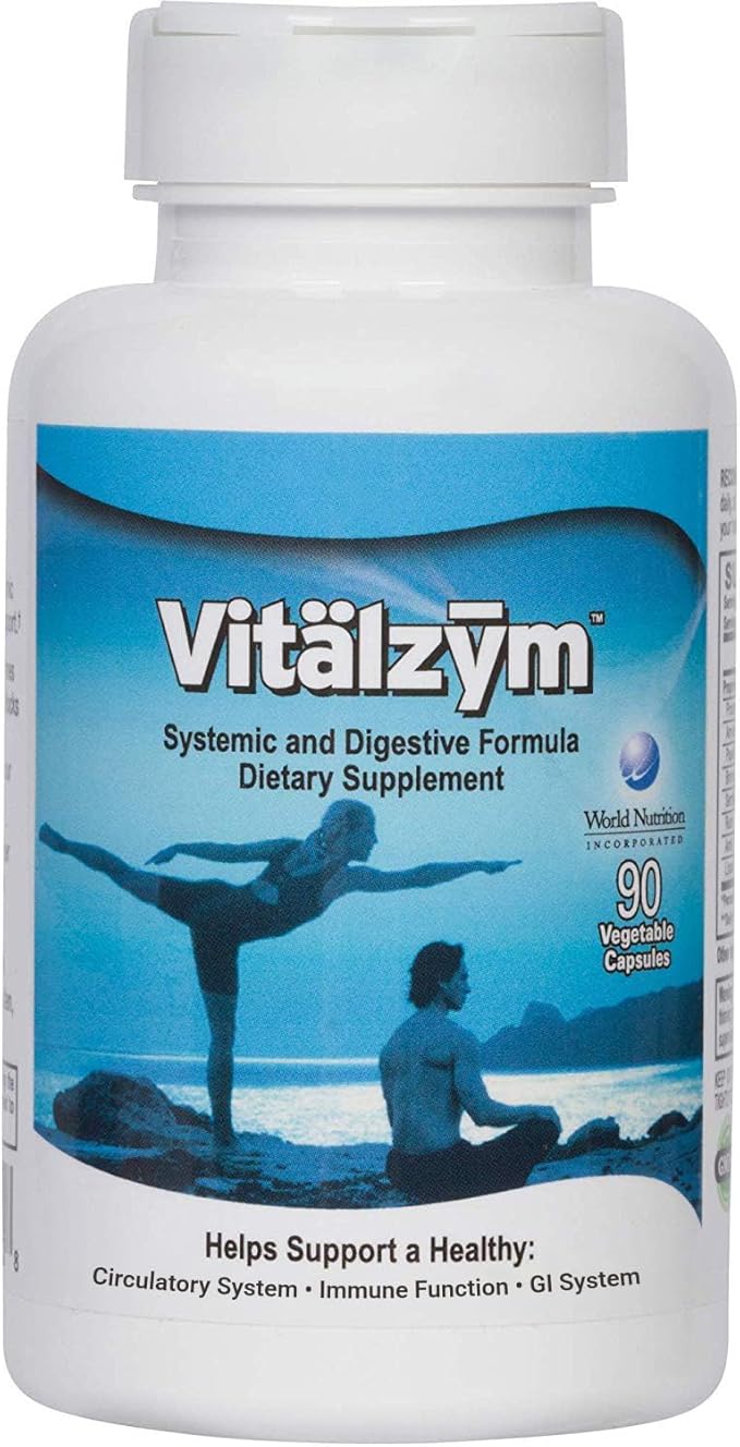 VITÄLZYM Digestive Enzymes for Gut Health | Proteolytic Systemic Multi Enzymes with Serrapeptase for Women and Men | Helps Increase Blood Flow and Maintain Digestive Health (90 Capsules)