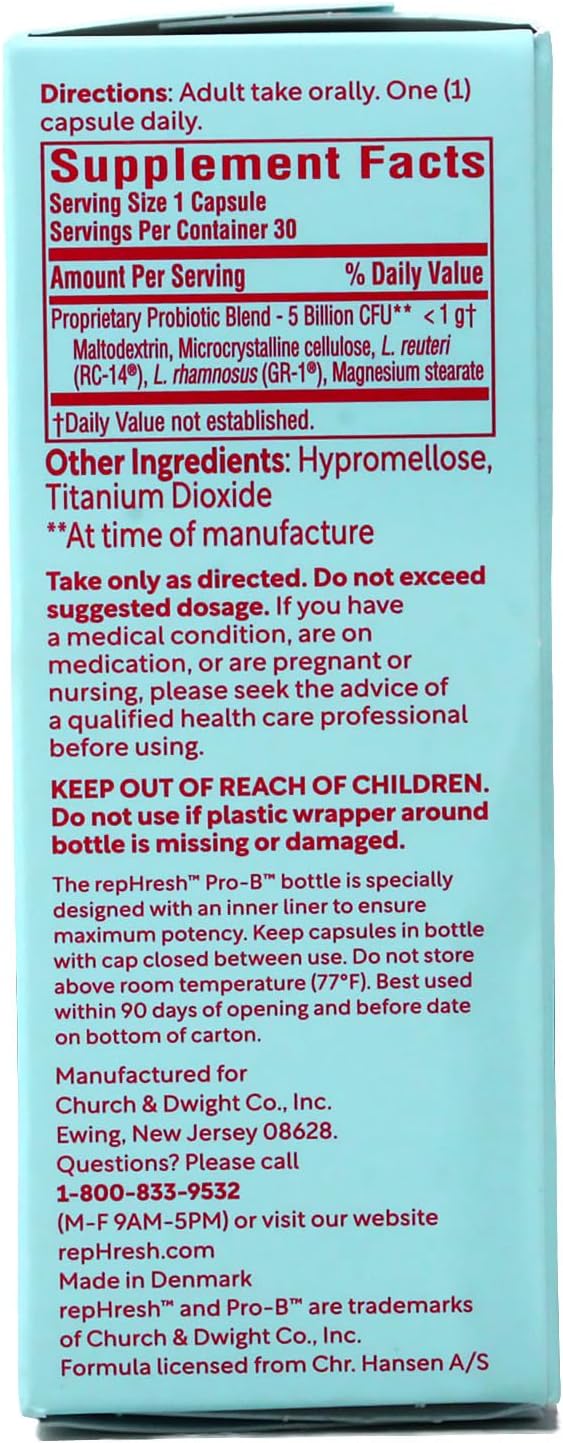 RepHresh Pro-B Vaginal Probiotic Supplement 30 Capsules Pack of 2