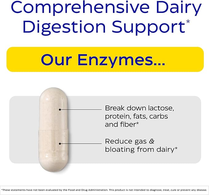 Enzymedica Lacto Digestive Enzymes for Men &amp Women - Lactose Intolerance Support Supplement with Lactase Enzyme Breaks Down Dairy Heavy Meals Helps Reduce Gas &amp Bloating Gluten Free - 90 Ca