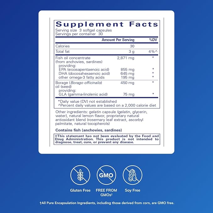 Pure Encapsulations VisionPro EPA/DHA/GLA | Supports Natural Tear Production and Retention of Eye Moisture* | 90 Softgel Capsules