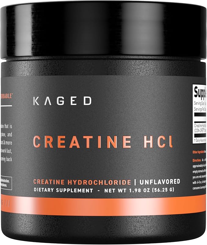 Kaged Creatine HCl Powder Unflavored Muscle Building and Recovery Supplement Patented Formula Highly Soluble Powder 75 Servings