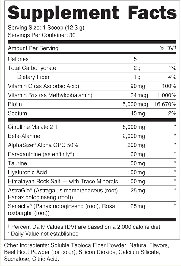 Bucked Up Babe Pre Workout Powder for Women | Fruit Punch | 6g Citrulline 2g Beta-Alanine 100mg Hyaluronic Acid 5mg Biotin and 5 Other Registered trademarked Ingredients | 30 Servings | 13 OZ