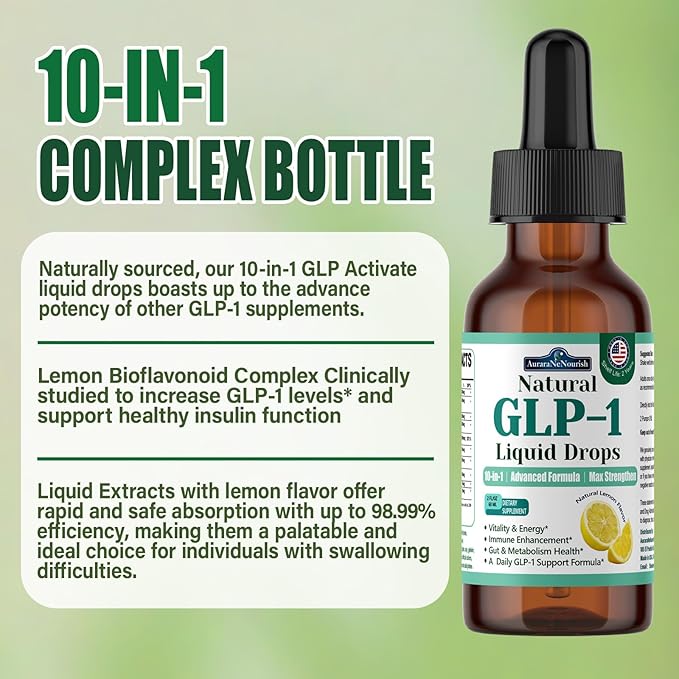 2 Pack GLP-1 Supplement Liquid Drops 10-in-1 Formula with Berberine Ceylon Cinnamon Prebiotic Fiber &amp Green Tea Extract | Supports Healthy Metabolism Digestive &amp Gut Health丨Vegan Non-GMO