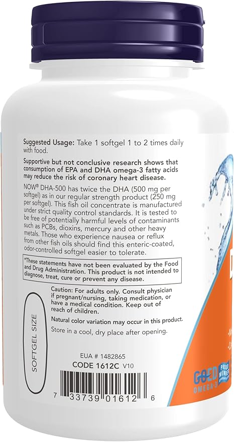 NOW Foods DHA-500 90 Softgels (Pack of 2)