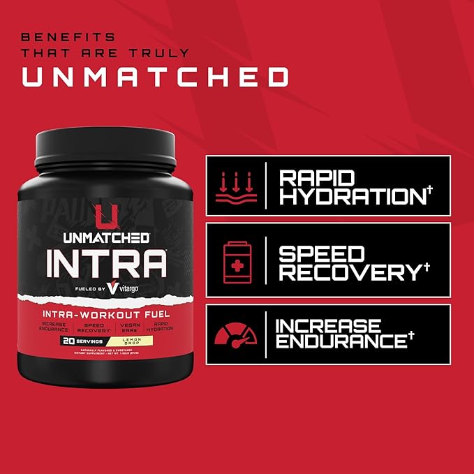 Unmatched Intra Workout Powder | Carbohydrate Electrolyte L-Glutamine &amp Vegan EAA Mix | for Hydration &amp Endurance | Natural Flavors &amp Sweeteners | 20 Servings (Fruit Punch)