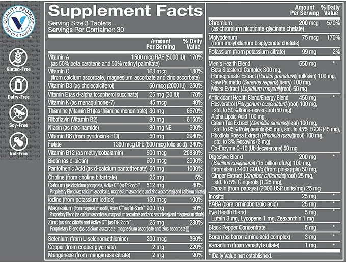 The Vitamin Shoppe Ultimate Man Multivitamin - High Potency Daily Multi with Energy Blend Complete Nutrition for Men (90 Tablets)