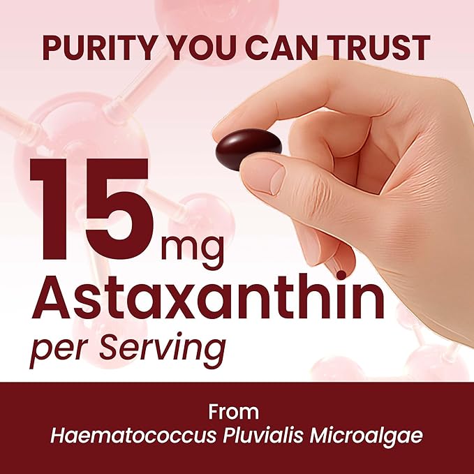 15mg Astaxanthin | 240 Softgels | Astaxanthin Supplements | 8 Month Supply | Antioxidant Support Eye &amp Skin Health | Internal Circulation | Non-GMO Gluten-Free No Soy