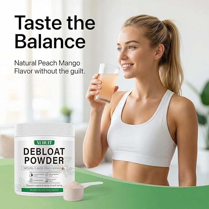 Digestive Support Powder for Occasional Bloating Relief with Vitamin C Dandelion Root &amp Horsetail Extract Natural Peach Mango Flavor Non-GMO 200g (7.05oz) for Women &amp Men (1)