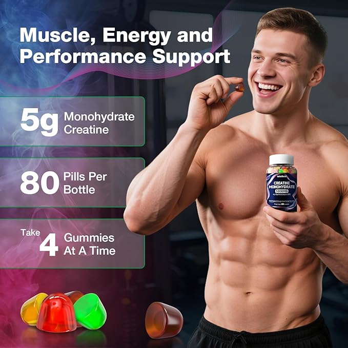 Creatine Monohydrate Gummies 5g for Women &amp Men - Creatine Gummies for Women Pre Workout Chewables with L-Taurine &amp Alpha GPC Sugar-Free Muscle Builder Energy Boost Vegan Non-GMO (160 Count