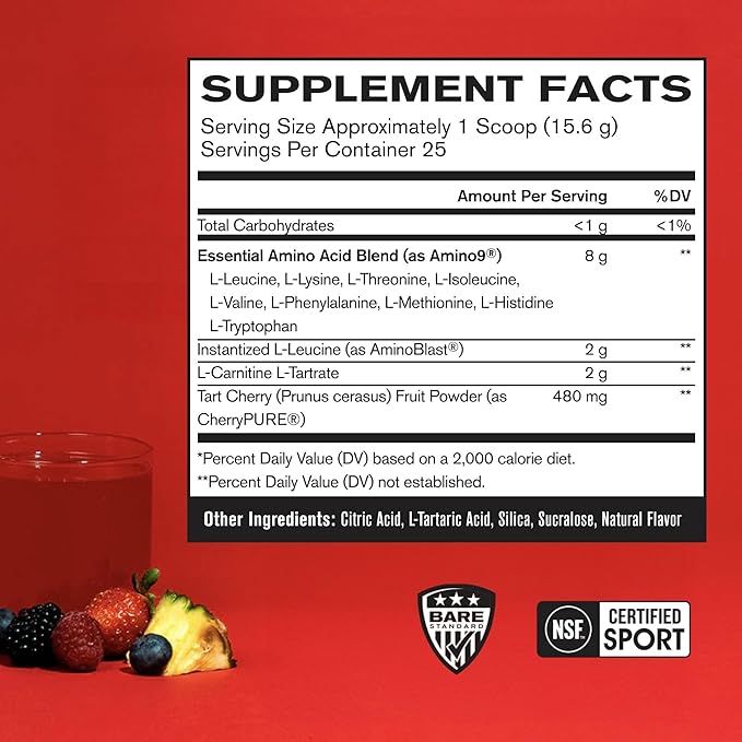 BARE PERFORMANCE NUTRITION BPN Recover Post-Workout Muscle Recovery Drink Mix – Fruit Punch 25 Servings + Strong Omega Fish Oil Soft Gel 30 Servings | Recovery + Heart &amp Brain Health Bundle