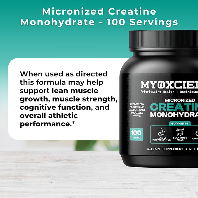 MYOXCIENCE Micronized Creatine | Supports Muscle Performance Lean Body Mass &amp Cognition | 100 Servings