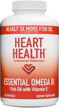 Heart Health Essential Omega III Fish Oil with Vitamin E – High EPA &amp DHA for Heart Triglyceride &amp Blood Flow Support Lemon Oil Gluten-Free Non-GMO 60 Servings
