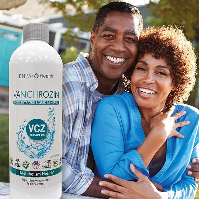 Eniva Health VANCHROZIN Liquid Ionic Minerals Supplement Vanadium Chromium &amp Zinc Diabetic Friendly 16 Fl Oz 96 Servings