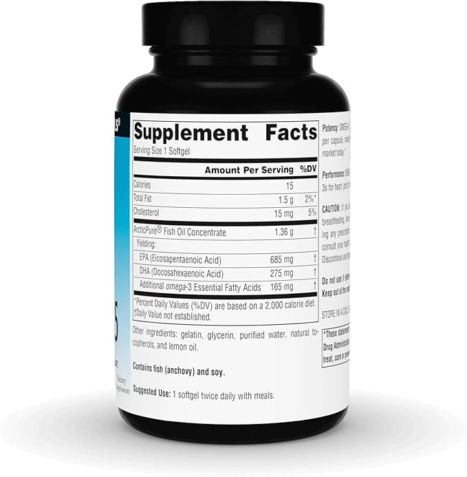 Source Naturals Arctic Pure Omega-3 Fish Oil Maximum Strength EPA/DHA for Heart Joint Brain and Immunity - 1125mg - 60 Softgels