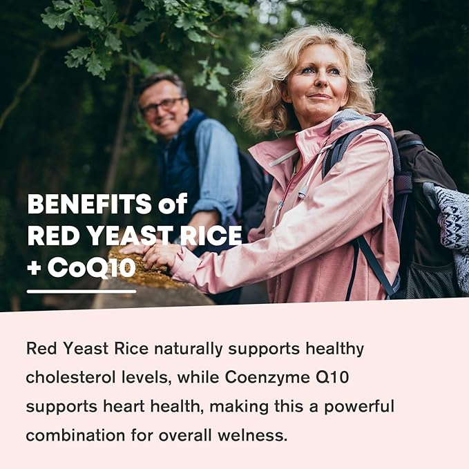 Red Yeast Rice with Coq10 Gummies Red Yeast Rice 2400 mg with CoQ10 200 mg for Cholesterol Support Heart Health Supplement Sugar Free Non-GMO Vegan – 120 Counts