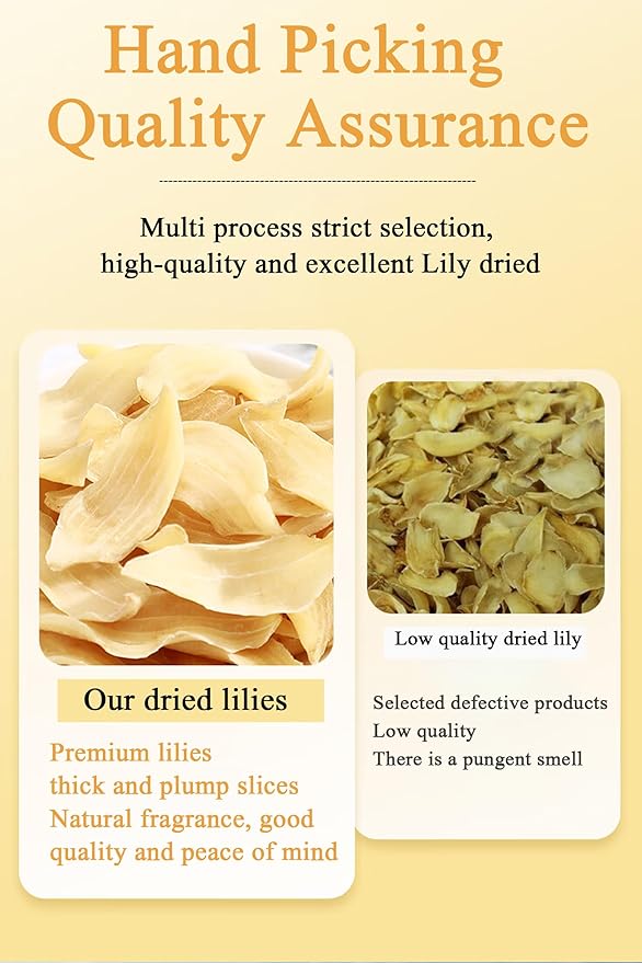 Dried Lily Bulb Bai He 8.5oz/240g Lily Bulbs for Tea Sulfur-free Making Soup and Porridge Chinese Herbal Tea百合干 龙牙百合 天然食用百合