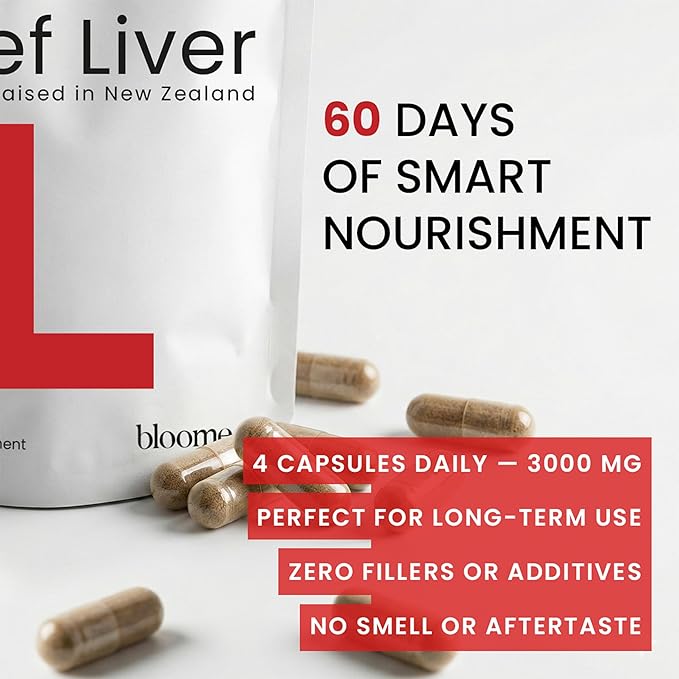 Beef Liver Capsules – USA-Made (Value Pack) Whole Food Source of 30+ Bioavailable Nutrients: Vitamin A B12 Folate Heme Iron Zinc for Energy Immunity Skin – 100% Grass-Fed Beef Organ Supplement