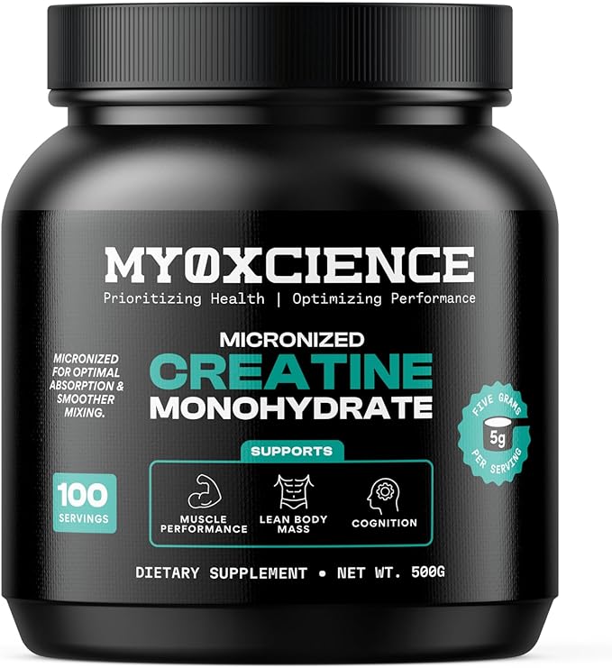 MYOXCIENCE Micronized Creatine | Supports Muscle Performance Lean Body Mass &amp Cognition | 100 Servings