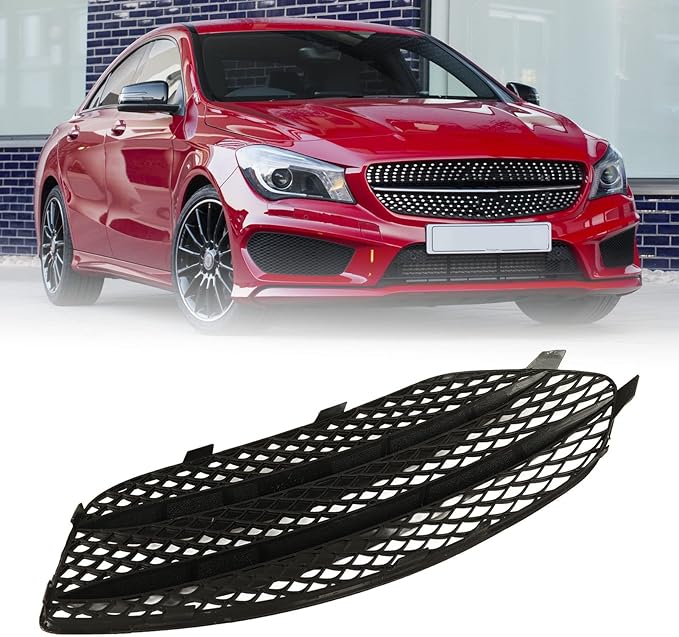 Front Bumper Fog Lamp Grille Black Replacement for CLA‑Class C117 AMG Line CLA45 2013 2014 2015