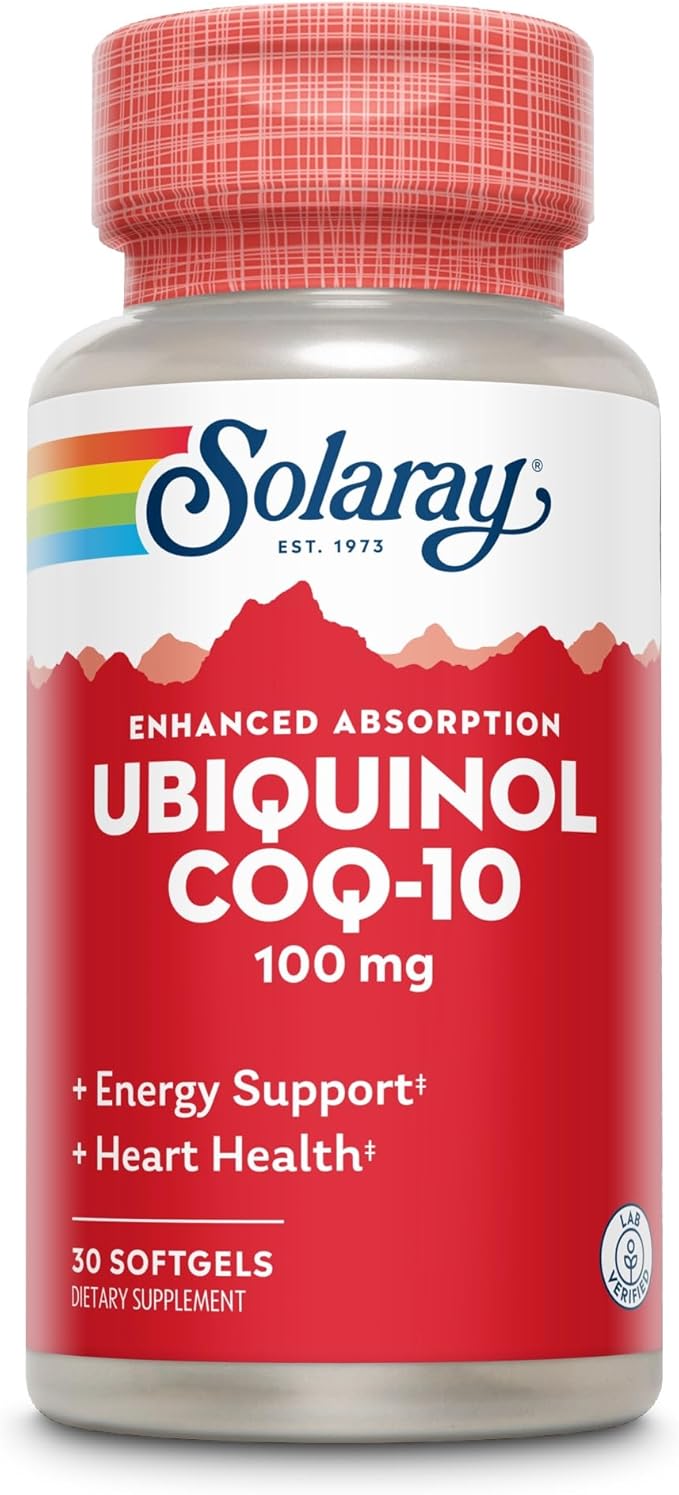 Solaray Ubiquinol CoQ-10 100mg Enhanced Absorption Softgels - Ubiquinol CoQ10 Supplement for Men &amp Women Coenzyme Q10-30 Softgels
