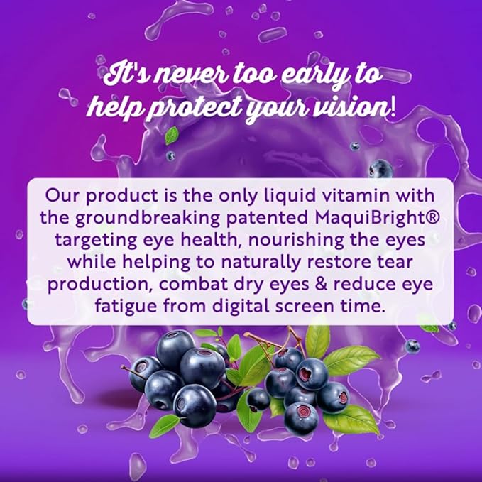 Passion 4 Health Liquid Eye Vitamins - Natural Vision &amp Adult Eye Care Supplement - Premium Support with Maqui Berry Extract Gluten-Free Non-GMO No Sugar - 30-Day Supply Made in USA