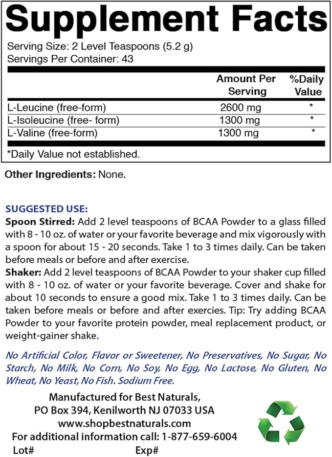 BCAA Powder 8 OZ &amp L-Glutamine Pure Powder 1 LB