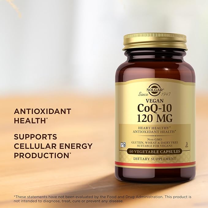 Solgar Vegan CoQ-10 120 mg - 60 Vegetable Capsules - Antioxidant Health - Non-GMO Gluten Free Dairy Free Kosher - 60 Servings