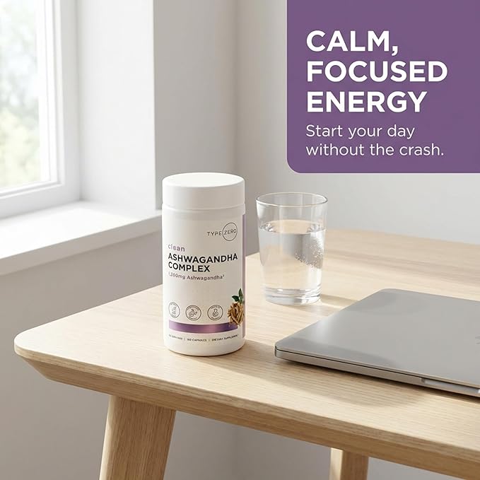 Type Zero KSM-66 Ashwagandha Root Extract 1200mg 60 Servings - High Potency 5% Withanolides - with Turmeric Rhodiola Rosea and BioPerine Black Pepper Extract - 180 Veggie Caps