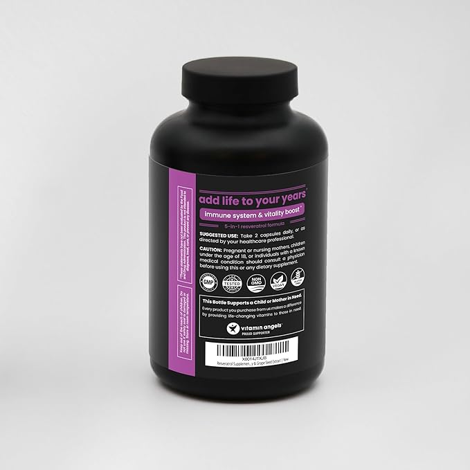 NutraChamps Resveratrol Supplement Extra Strength Formula for Healthy Aging Immune Support 60 Vegan Capsules