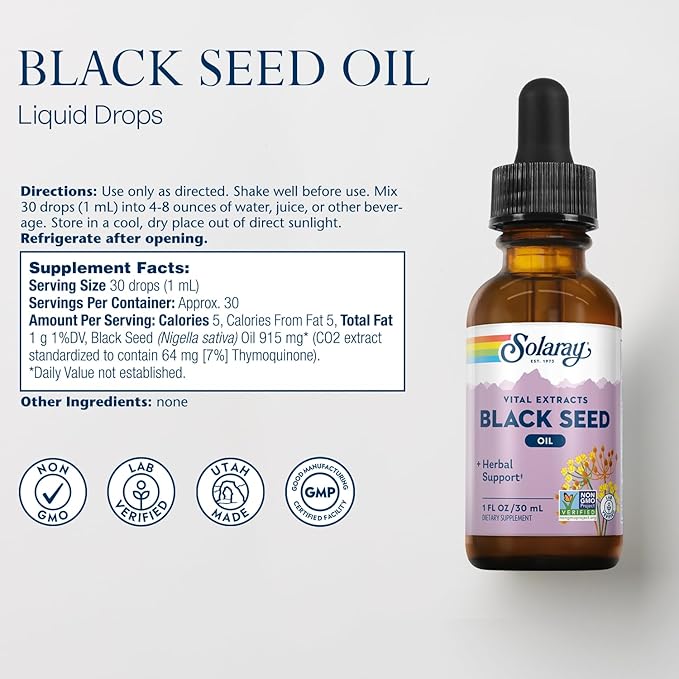 Solaray Black Seed 7% Thymoquinone 1 Fl Oz