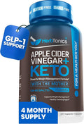 Herbtonics Apple Cider Vinegar + Keto BHB Capsules | GLP-1 Support for Appetite Cravings &amp Weight Management | Metabolism Support with Satiety Support | 240 Capsules - 4 Month Supply
