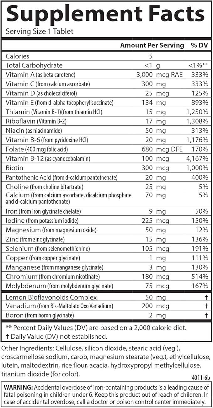 Carlson - Super 1 Daily Vegetarian Multiple Formula Multivitamin Optimal Wellness 120 Tablets