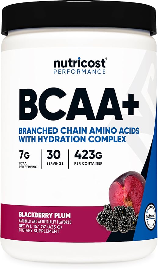 Nutricost BCAA Active with Glutamie Citrullie and Coconut Hydration Powder (BlackBerry Plum) 30 Servings - Branched Chain Amino Acids with Hydration Complex - Gluten-Free Non-GMO