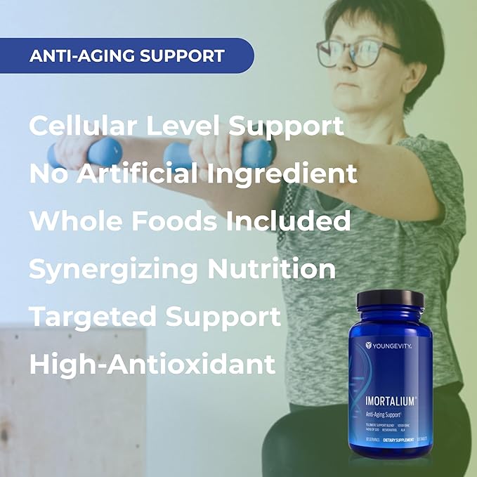 Youngevity Imortalium® - Anti-Aging Telomere Health Fucoxanthin Carotenoid Blend Fucoidan Blend MSM Glutathione Skin Rejuvinating Blend + 12 Whole Foods 120 Tablets (Pack of 1)