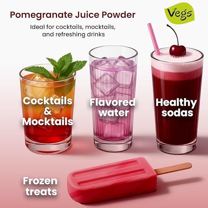 Pomegranate Juice Powder - Organic Pomegranate Fruit Juice Concentrated Antioxidants &amp Electrolytes - Instant Drink Mix Powder for Hydration Baking Flavoring Sugar Free 11 oz (Pack of 1)
