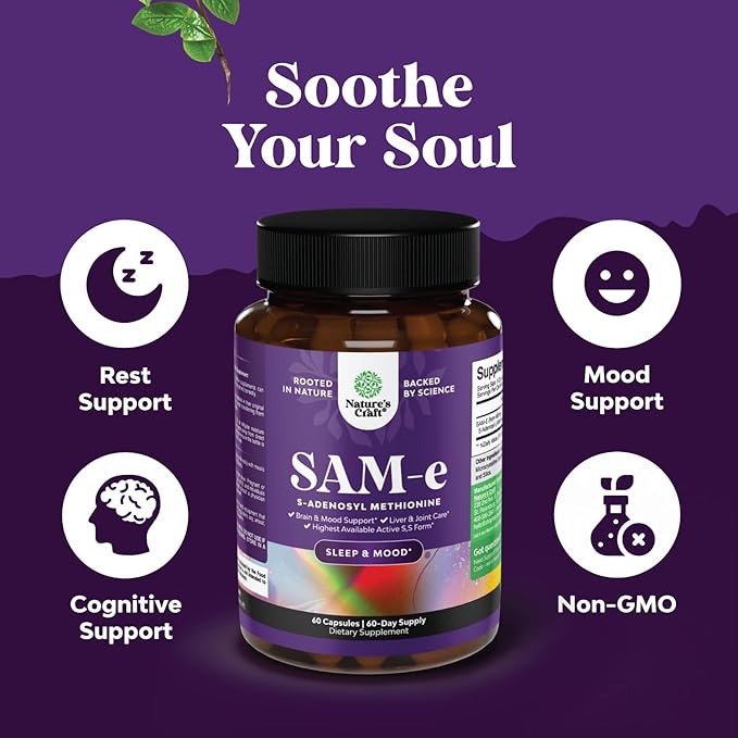 Bundle of Nootropic Memory Supplement for Brain Support - Memory Pills for Brain Boost and Natural Energy Booster Sam-E 200mg Mood Support Supplement for Brain Support and Liver Detox Cleanse