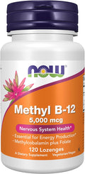 NOW Foods Supplements Methyl B-12 (Methylcobalamin) 5000 mcg Nervous System Health* 120 Lozenges