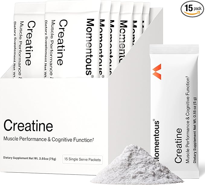 Momentous Creatine Monohydrate Powder - Creatine Powder - Supports Strength Lean Muscle &amp Recovery for Men &amp Women - NSF Certified for Sport - 5 g per Serving - 15 Servings