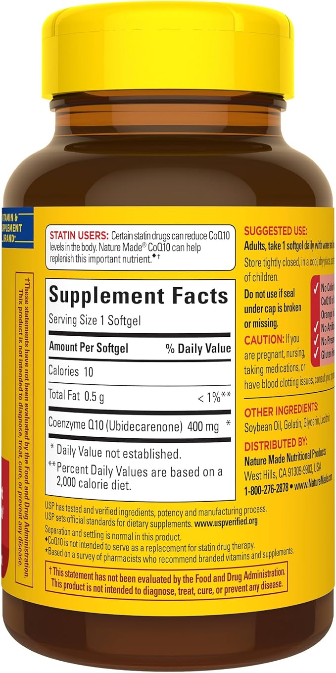 Nature Made CoQ10 400mg SoftgelsDietary Supplement for Heart Health Support40 Day Supply40 Count (Pack of 2)
