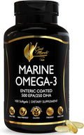 Cocó March N.M.D Marine Omega-3 Fish Oil – High Potency Omega 3 Supplement with 500 mg EPA &amp 250 mg DHA – Enteric Coated No Fishy Burps &amp Aftertaste – Omega-3 Fish Oil for Women &amp Men 3-