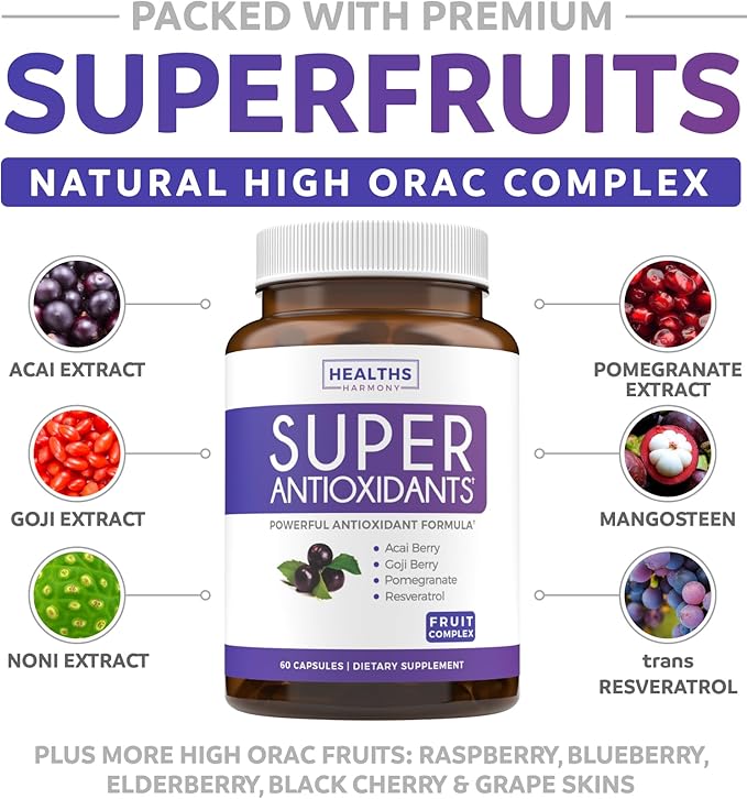 Antioxidants &amp Black Seed Oil (1-Month Supply) Super Antioxidant Supplement with Acai Berry Goji Berry Pomegranate &amp Trans Resveratrol (120 Capsules) &amp Black Seed Oil (Non-GMO &amp Vega