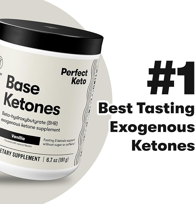 Perfect Keto Exogenous Ketones Powder BHB Salts Supplement for Ketosis &amp Fasting Plus Electrolytes for Hydration Caffeine Free Energy Keto Diet Focus &amp Workout Support Vanilla 6.7 oz