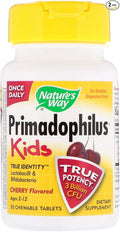 Nature's Way Primadophilus Probiotic Chewables for Kids Supports Healthy Digestive Flora* for Kids Ages 2+ 3 Billion CFU 30 Cherry Flavored Chewables (Packaging May Vary) - 2 Pack
